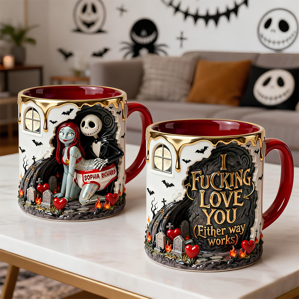 I Love You Either Way Works Funny Gothic Naughty Couple Personalized Mug, Funny Valentines Gift