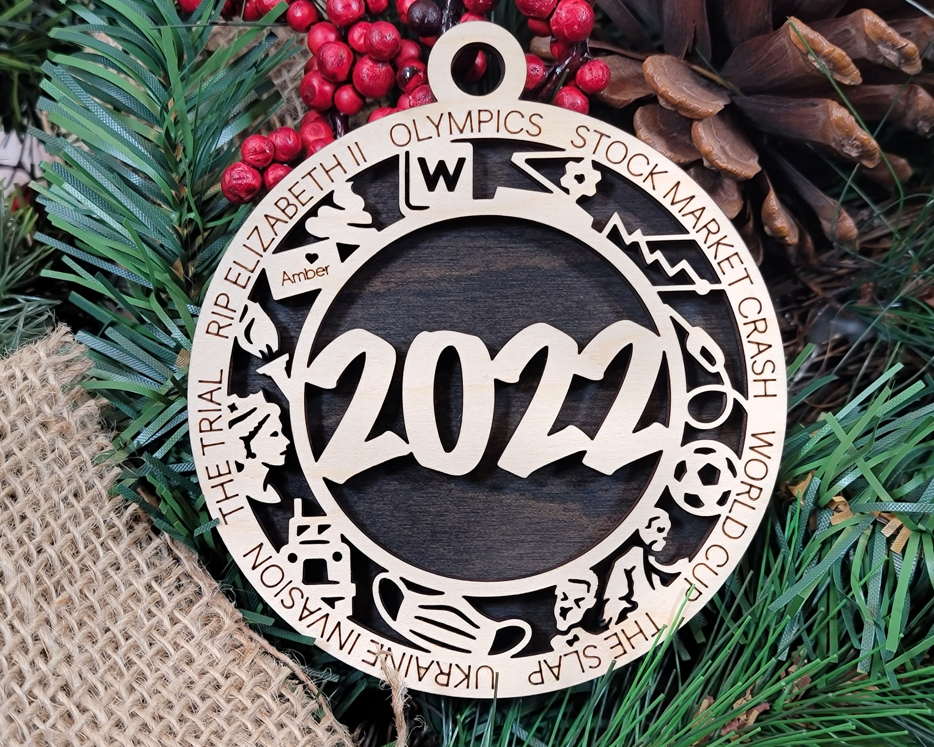 2022 Christmas Ornament, Year In Review Ornament, Commemorative Ornament, 2-Layer Wood Ornaments
