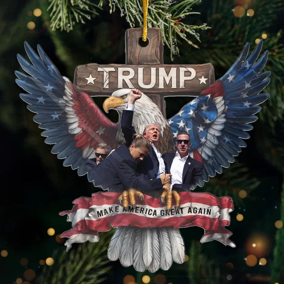 Trump2024 Make America Great Again Custom Shaped Acrylic Ornament, Political Christmas Ornament