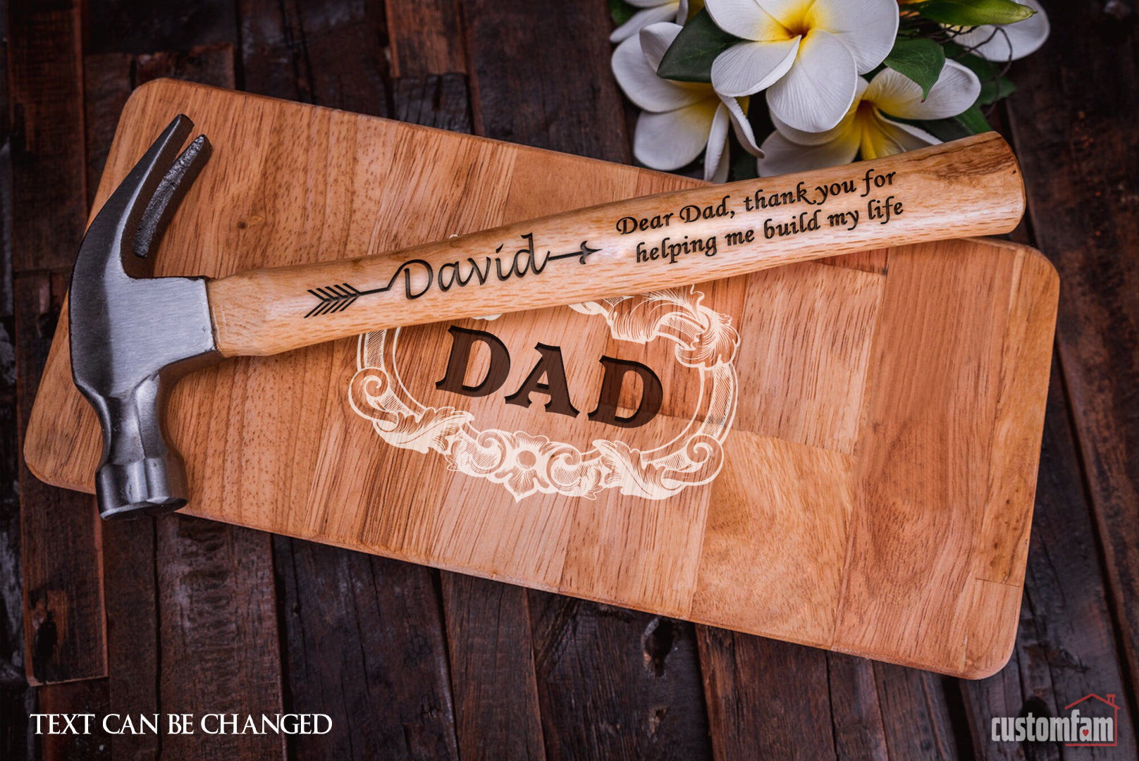 Dear Dad Thank you for Helping Me Build My Life Personalized Engraved Hammer, Framing Hammer, Dad Gifts