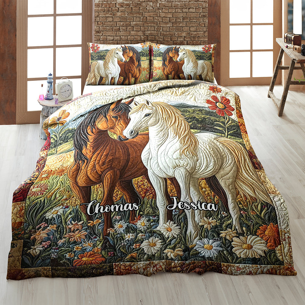Customize Horse Couple Quilt Bed Sets, Couple Bedding Set, Couple Valentine Gift