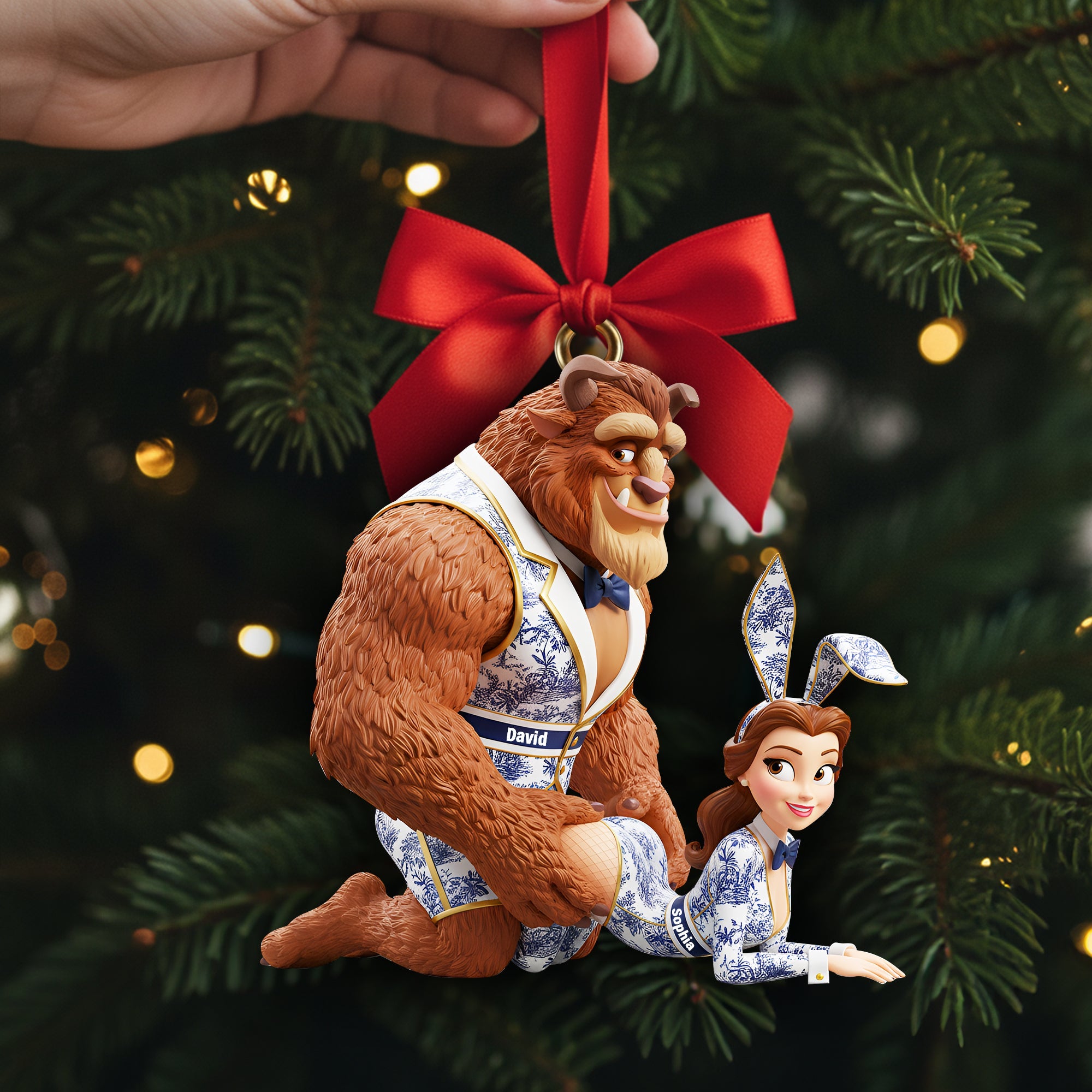 Fairytale Couple Acrylic Ornament, Naughty Couple Xmas Decor, Custom Name Couple Ornaments