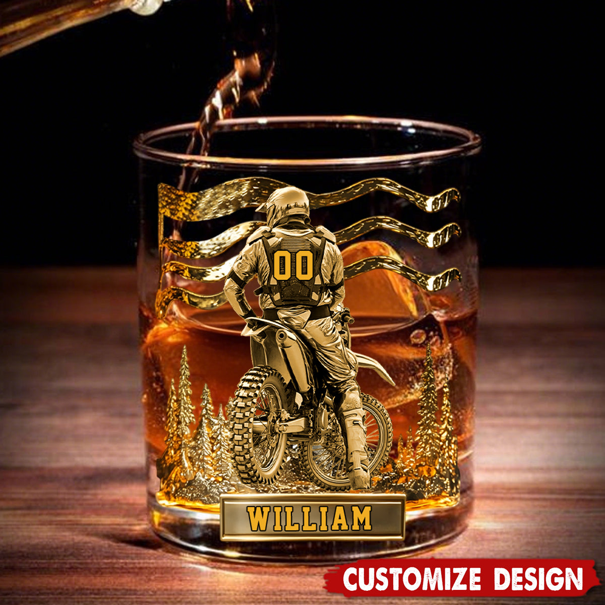 Motocross Racer Custom Whiskey Glasses, Gifts For Dirt Bike Riders, Gift For Whiskey Lover, Custom Rocks Glasses