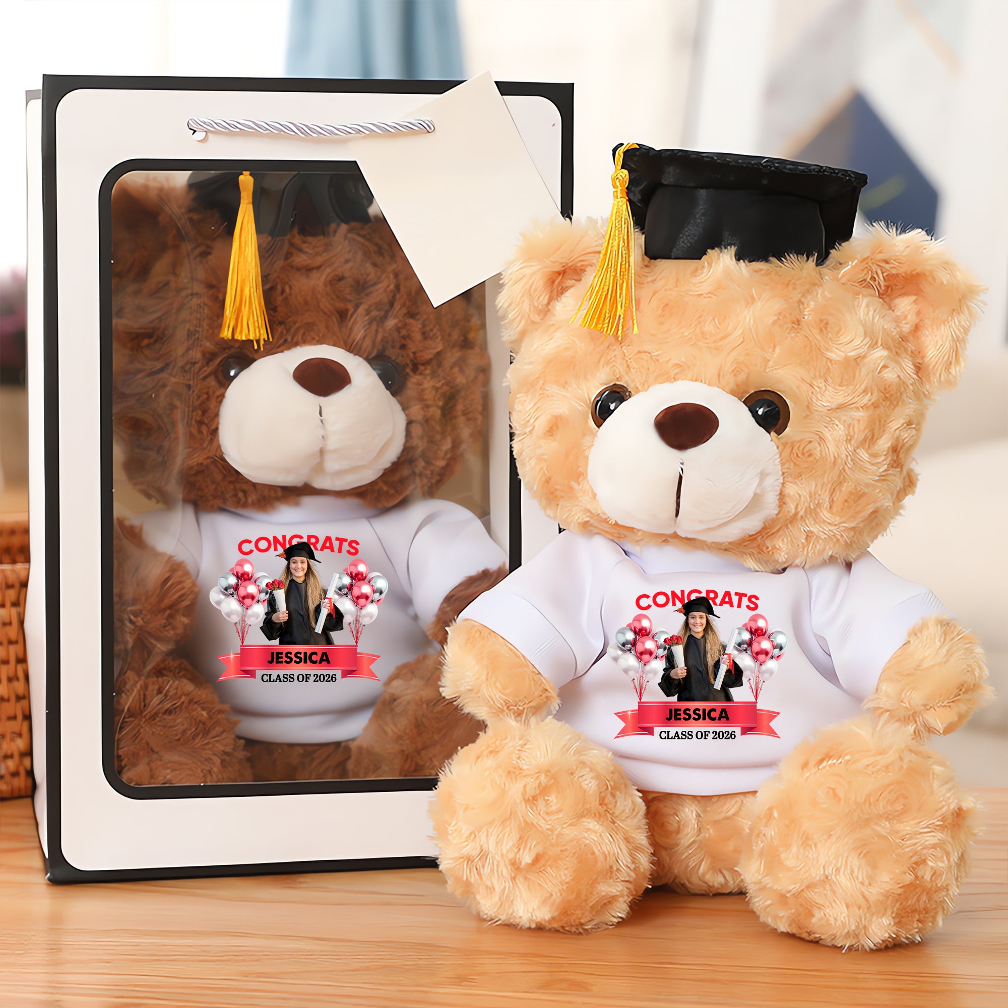 Class Of 2026 Personalized Graduation Teddy Bear With Cap - Graduation Gifts