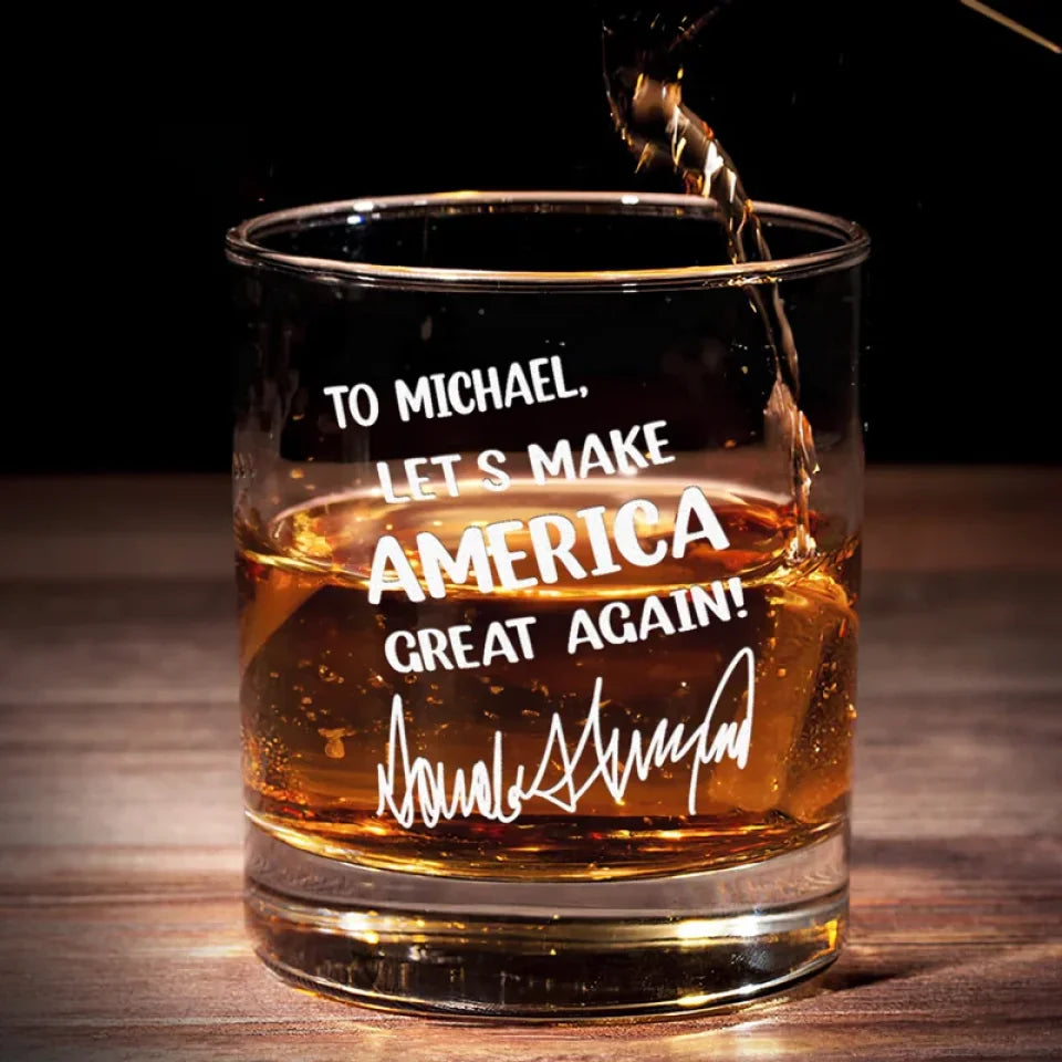 Personalized Trump2024 America Great Again Whiskey Glass, Gifts For A Conservative, Barware Gift