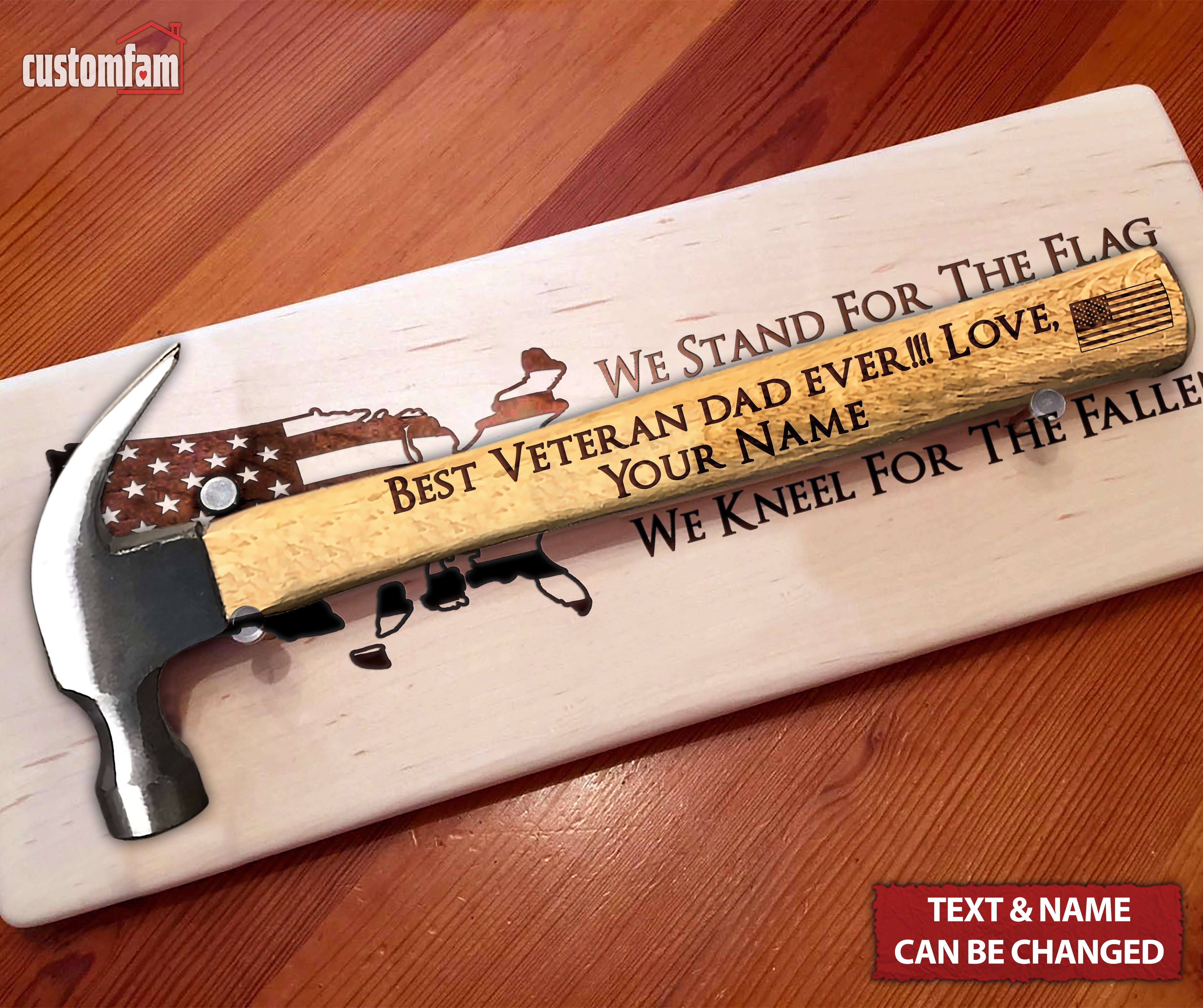 Best Veteran Dad Ever Personalized Engraved Hammer with US Flag, Framing Hammer, Gifts For Dad