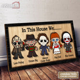In This House We Horror Halloween 2 Layered Frame Wood Sign, Father's Day Gift