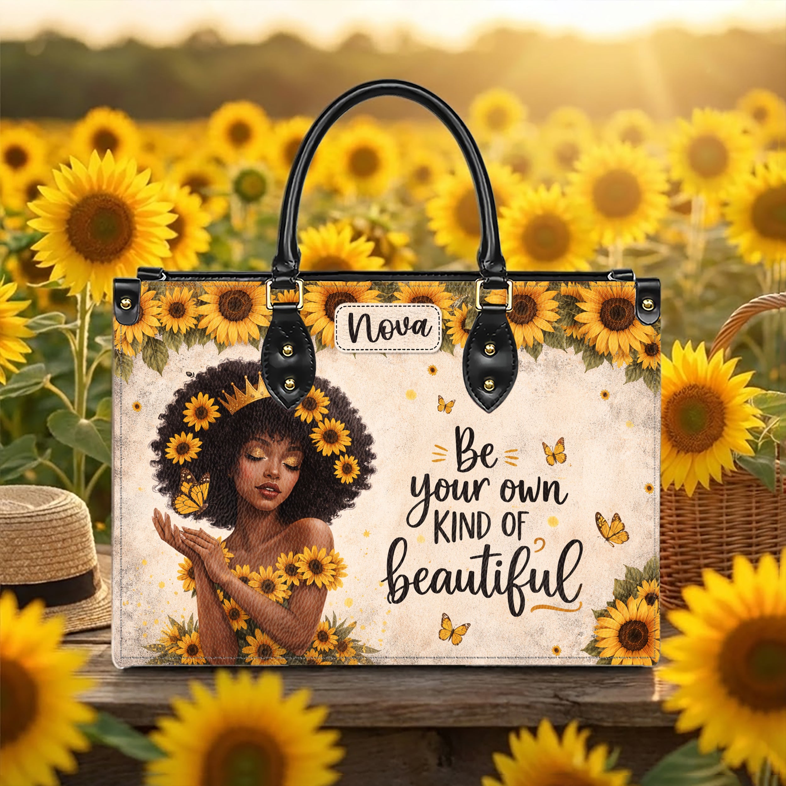 Be Your Own Kind Of Beautiful Sunflower Queen Handbags With Matching Wallets, Black History Month Gifts
