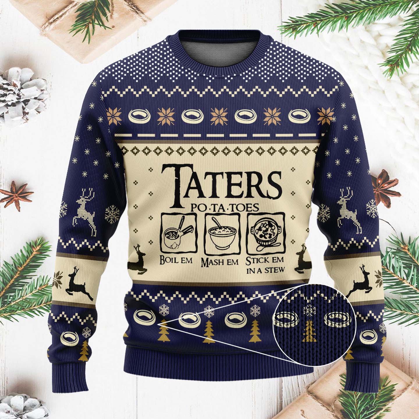 Navy Taters Po-ta-toes Funny Christmas Ugly Sweater, Boil Em Mash Em Stick Em In A Stew, Christmas Gifts