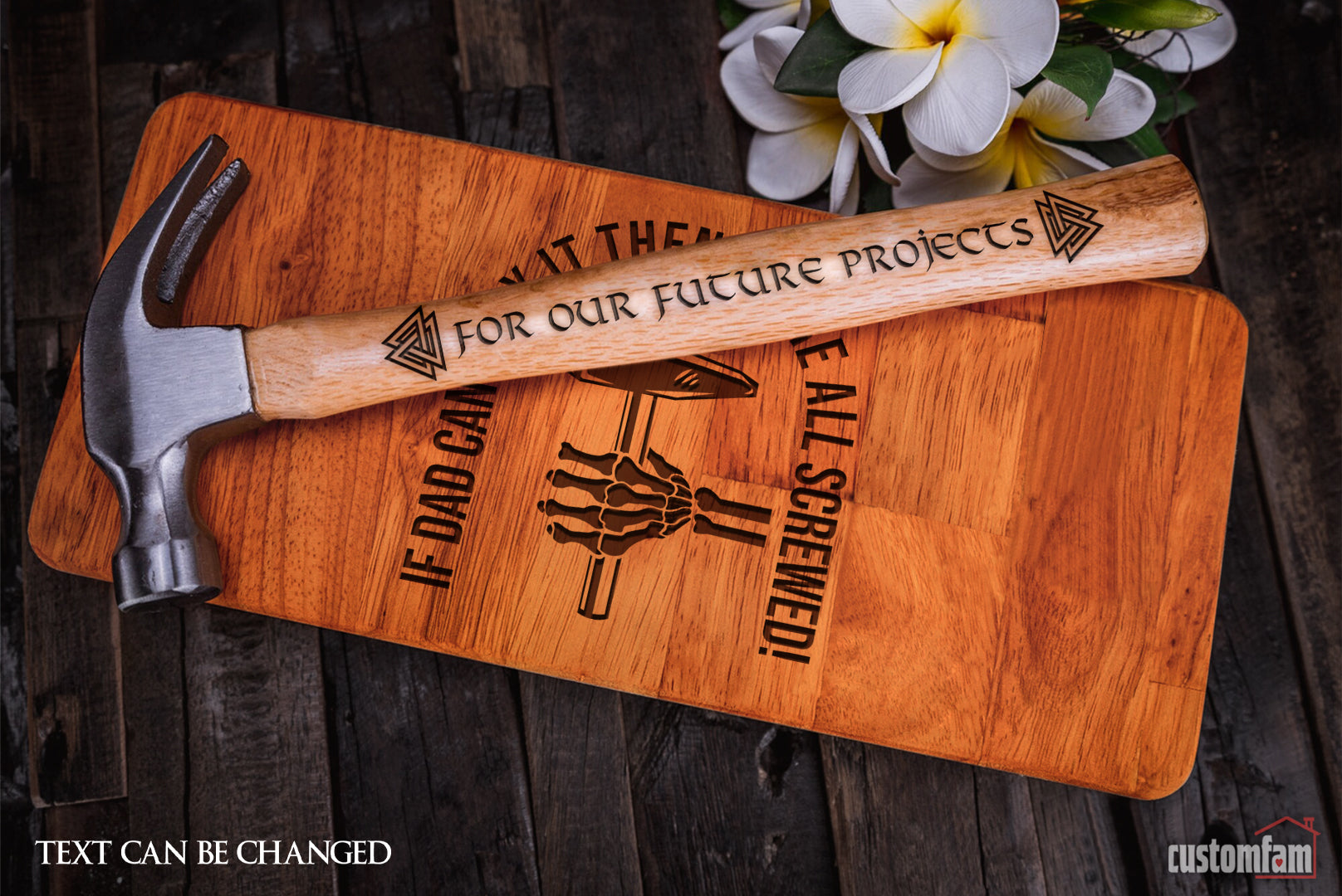 Dad, So Much Of Me Is Made From What I Learned From You Personalized Engraved Wooden Hammer Box And Nails Set, Framing Hammer