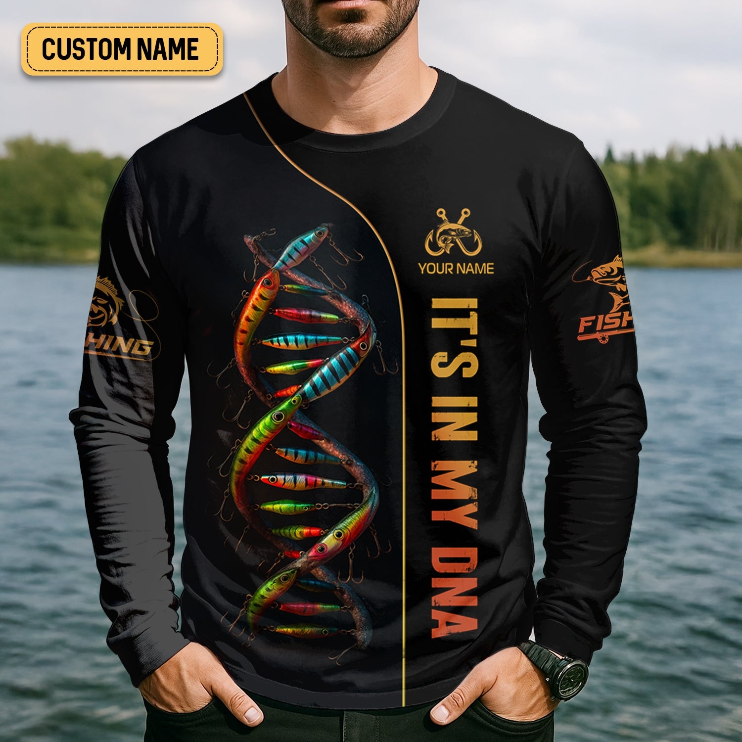 It's In My DNA Fishing UPF Shirts, Funny Fishing Shirt, Men Jersey, Presents For Fishermen