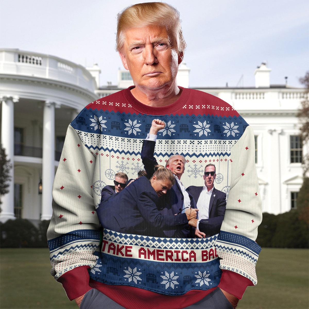 Take America Back, Trump2024 Ugly Sweater, Funny Political Shirt, Christmas Sweater