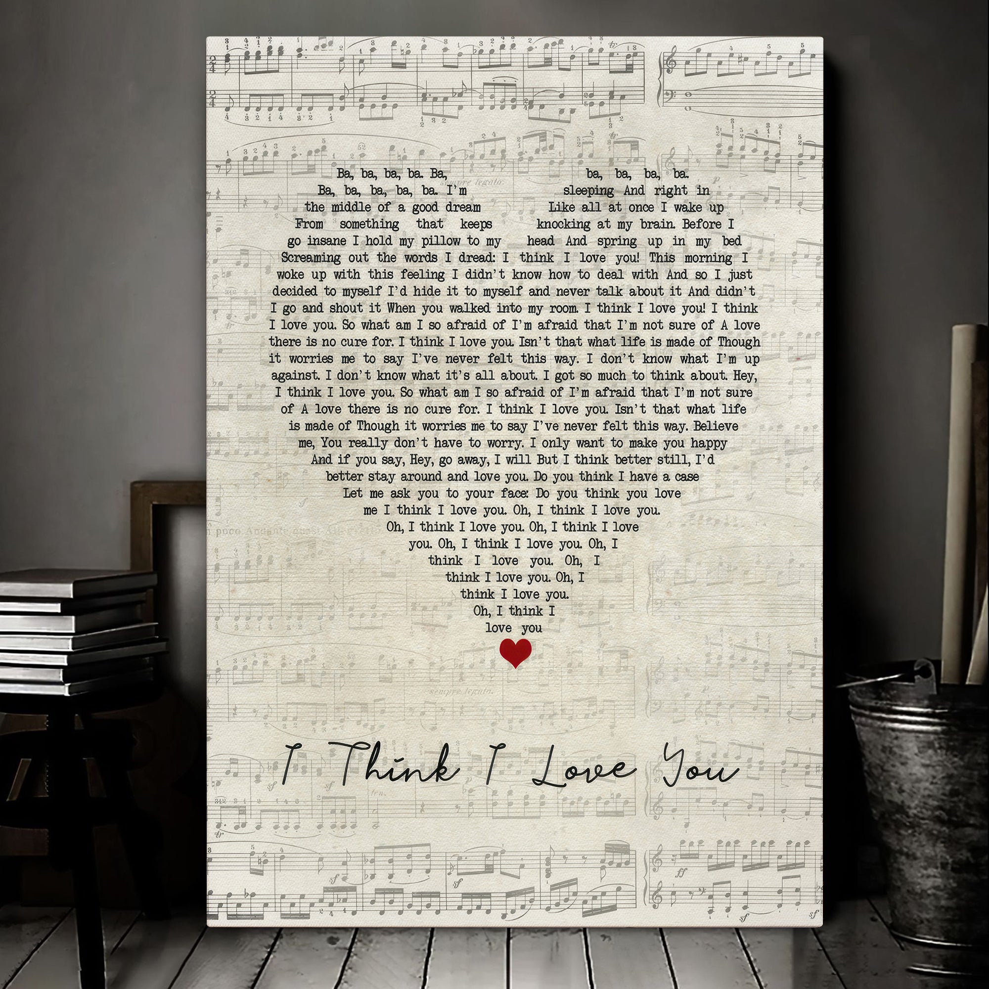 David Cassidy I Think I Love You Script Heart Song Lyric Quote Music Art Print Canvas Print Frames