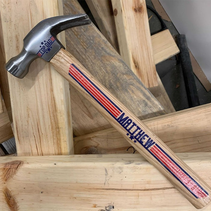 Top Dad Laser Personalized Engraved Hammer, Framing Hammer, Father's Day Gifts