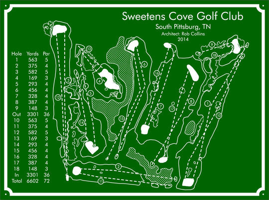Custom Sweetens Cove Golf Course Map, Golf Art, Golf Wood Sign, Gift For Golfers