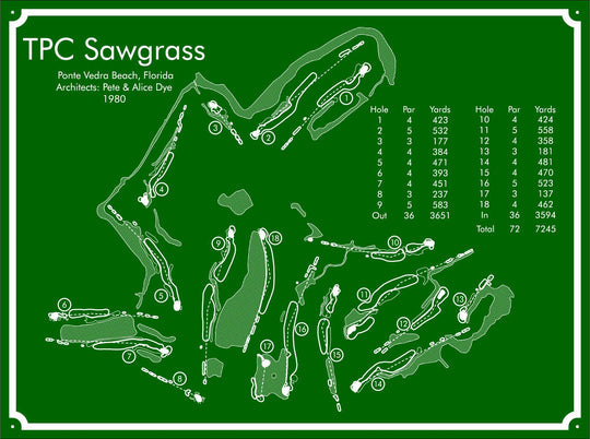Custom TPC Sawgrass Golf Course Map, Golf Art, Golf Wood Sign, Gift For Golfers