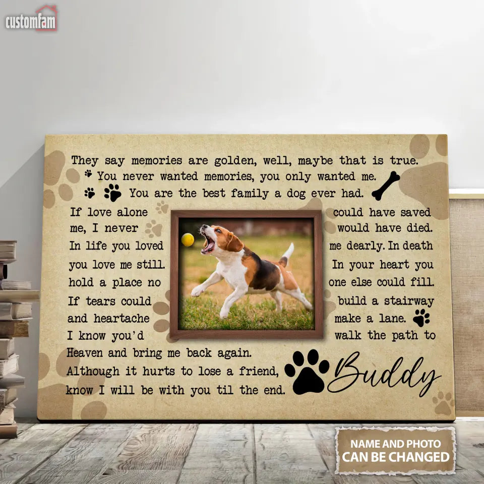 Custom Photo Dog Memorial Canvas Prints, Dog Frame Portrait, Sympathy Gift, Dog Wall Decor Living Room, Dog Lover Gifts