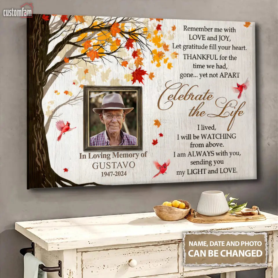 Personalized Photo Canvas Prints A Memorial Gift Customized Sympathy Gift For Loss of Grandpa or Husband, In Loving Memory Gift
