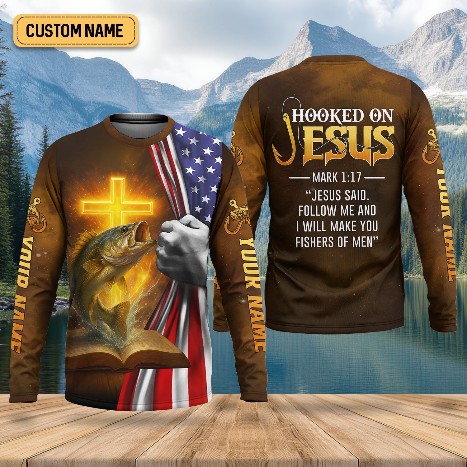 Hooked On Jesus Mark 1:17 Fishing UPF Shirts, Jesus Fishing Shirt, Fishing Shirt For Men