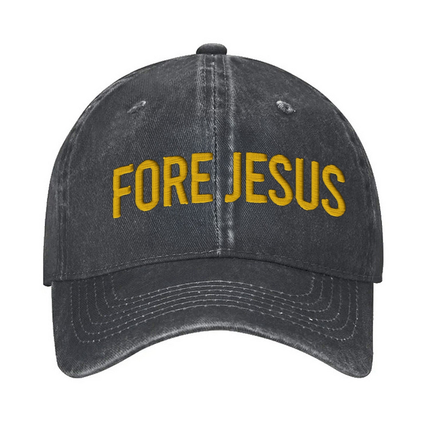 Fore Jesus Yellow Embroidered Baseball Cap, Funny Dad Hat