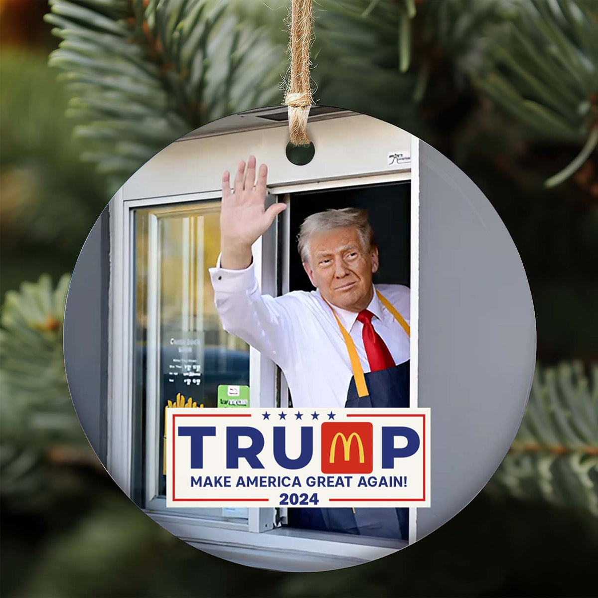 Trump MAGA  Funny Ceramic Christmas Ornament, 47th President, Christmas Decor