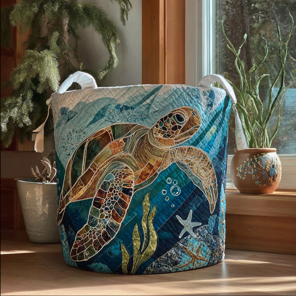Coastal Calm Turtle Laundry Basket Laundry Gifts, Housewarming Gift Ideas, Mother's Day Gifts