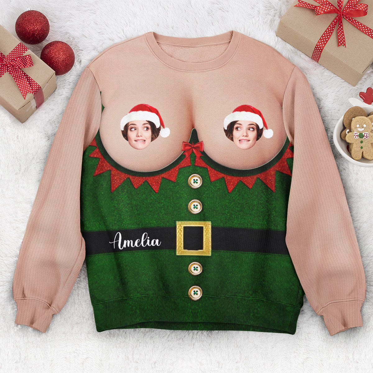 Custom Photo All-Over-Printed Sweatshirt, Custom Ugly Christmas Sweater, Hilarious Shirts For Women