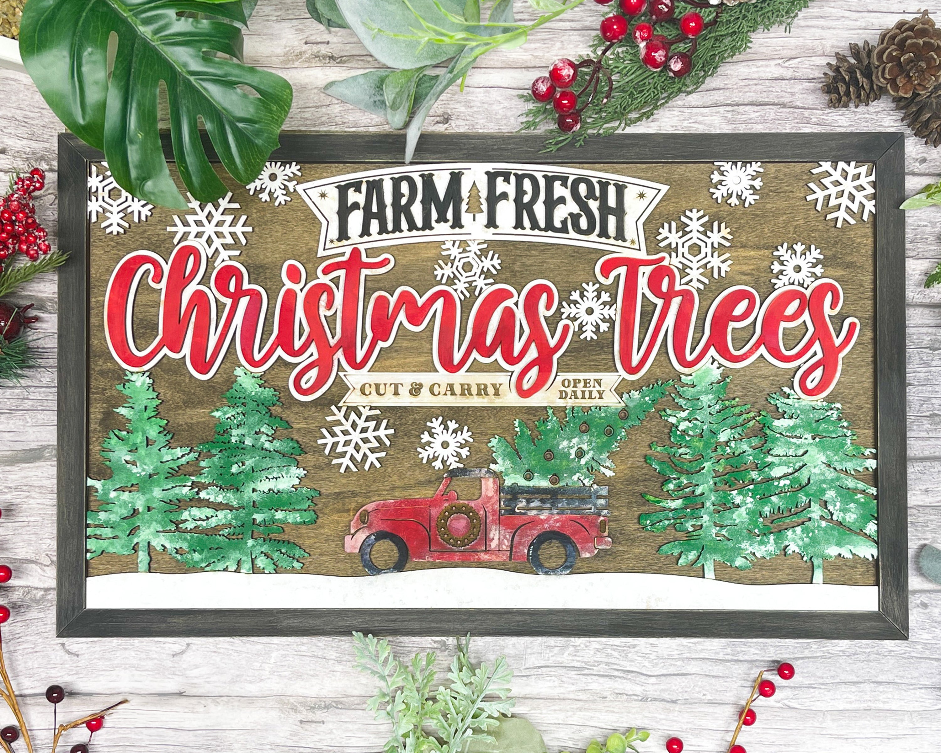 Farm Fresh Christmas Trees Personalized Christmas Wood Sign, Holiday Decor, Christmas Gifts