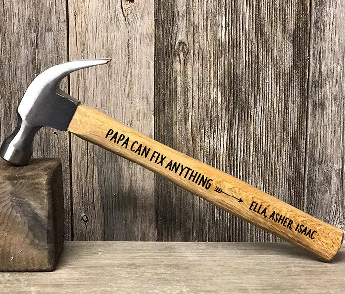 Papa Can Fix Anything Laser Personalized Engraved Hammer, Framing Hammer, Gifts For Dad