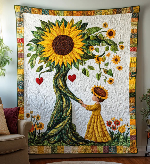 Mother Natural Quilt Blanket, Sunflowers Blanket, Mother's Day Gifts, Gift For Mom