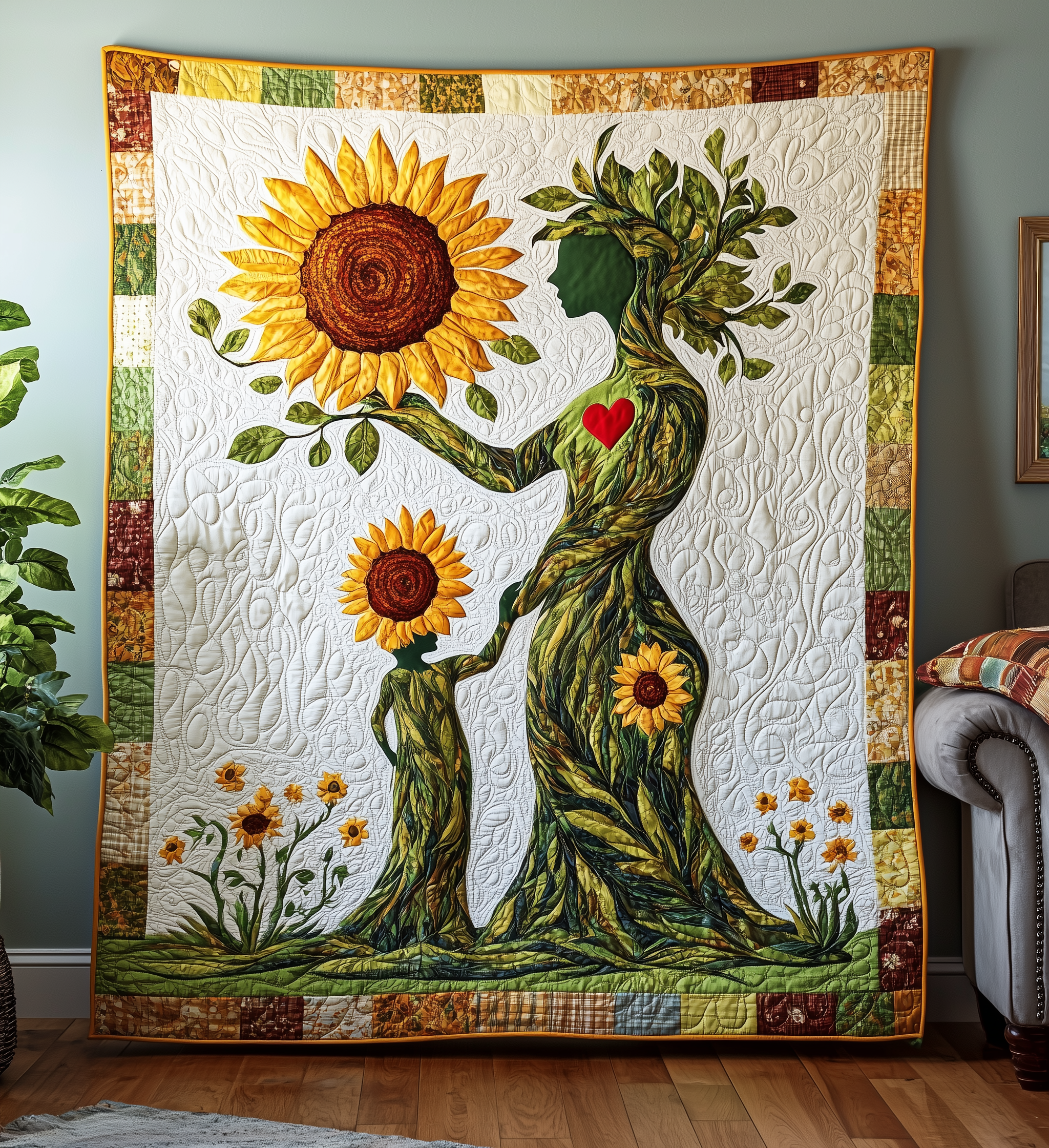 Mother Natural Quilt Blanket, Sunflowers Blanket, Mothers Day Gifts, Gift For Mom