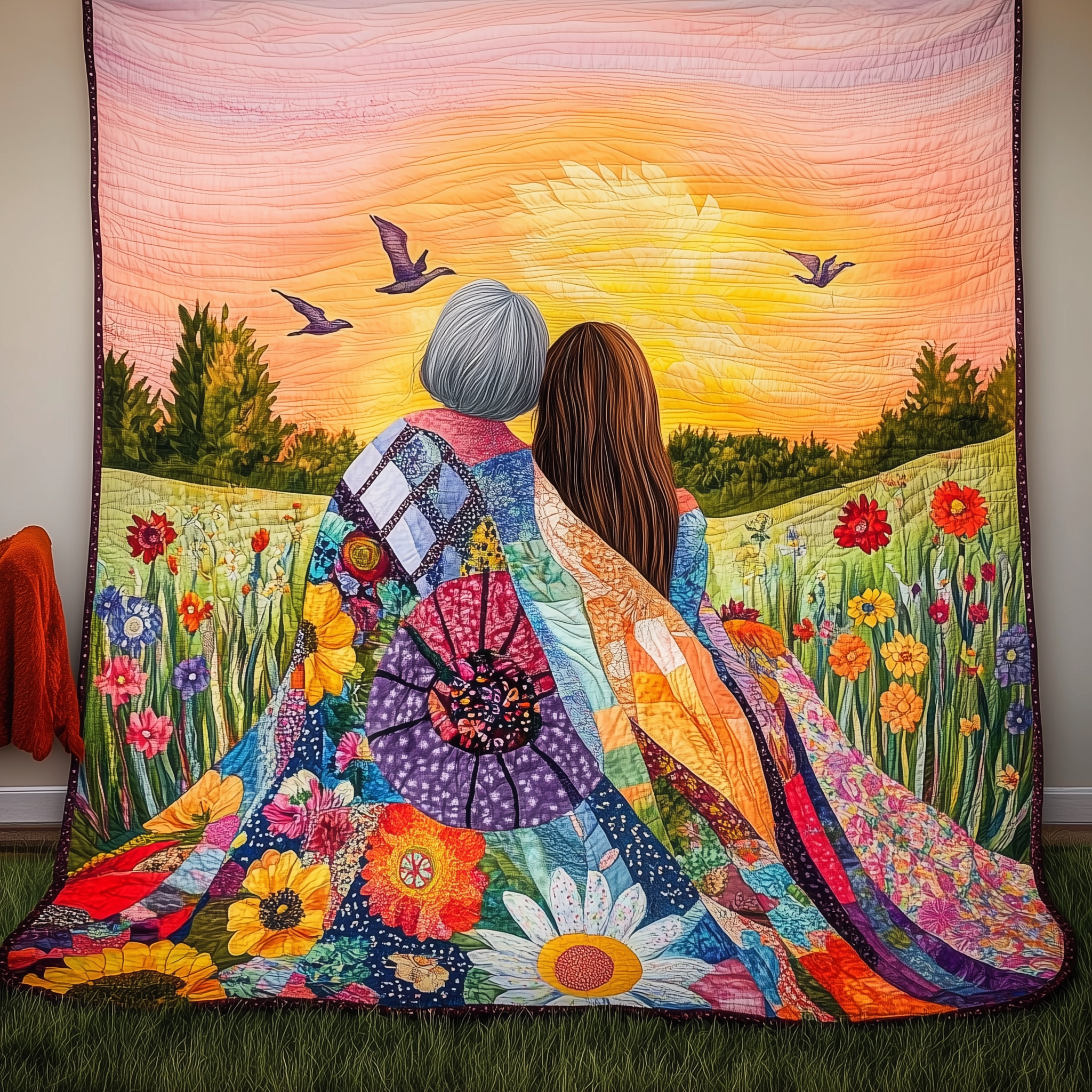 Golden Hour Endless Love Quilt Blanket, Mother Daughter Blankets, Mothers Day Gifts, Gift For Mom