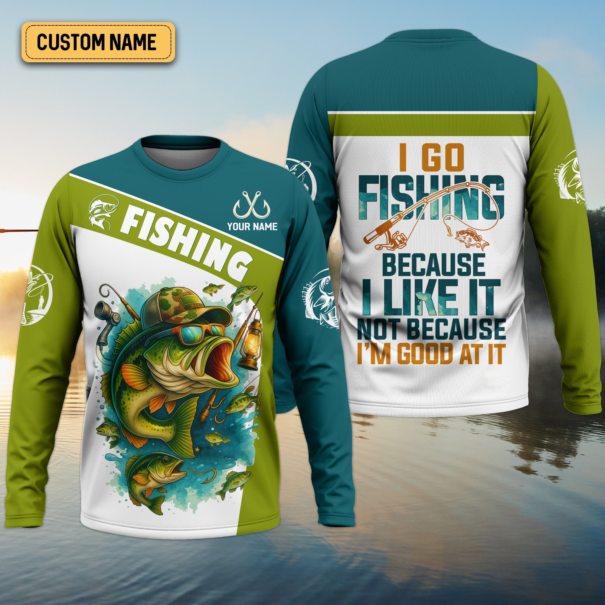 I Like Fishing Fishing UPF Shirts, Breathable Long Sleeve Shirt, Funny Fishing T-Shirt, Men Long Sleeve Shirt