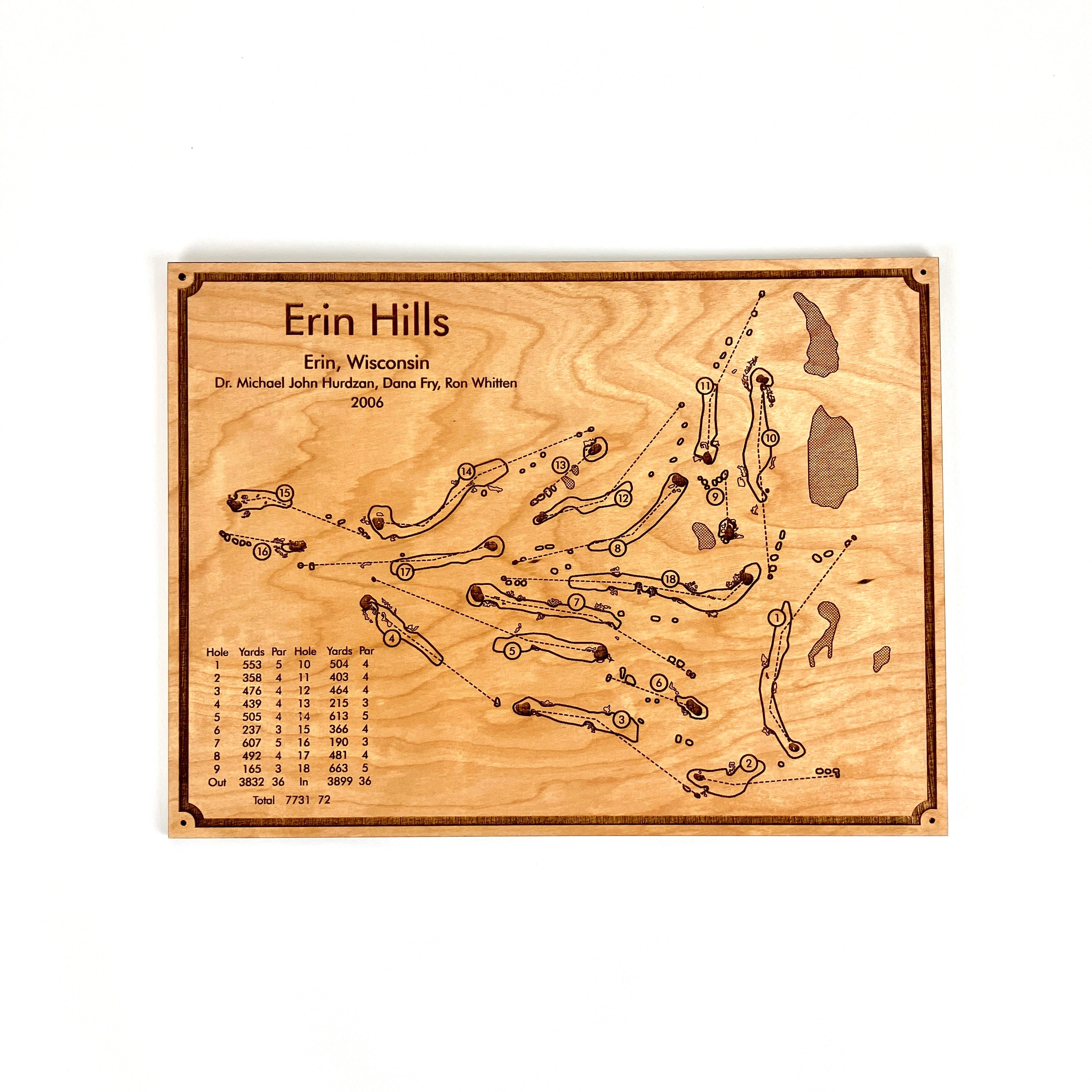 Custom Erin Hills Golf Course Map, Golf Art, Golf Wood Sign, Gift For Golfers