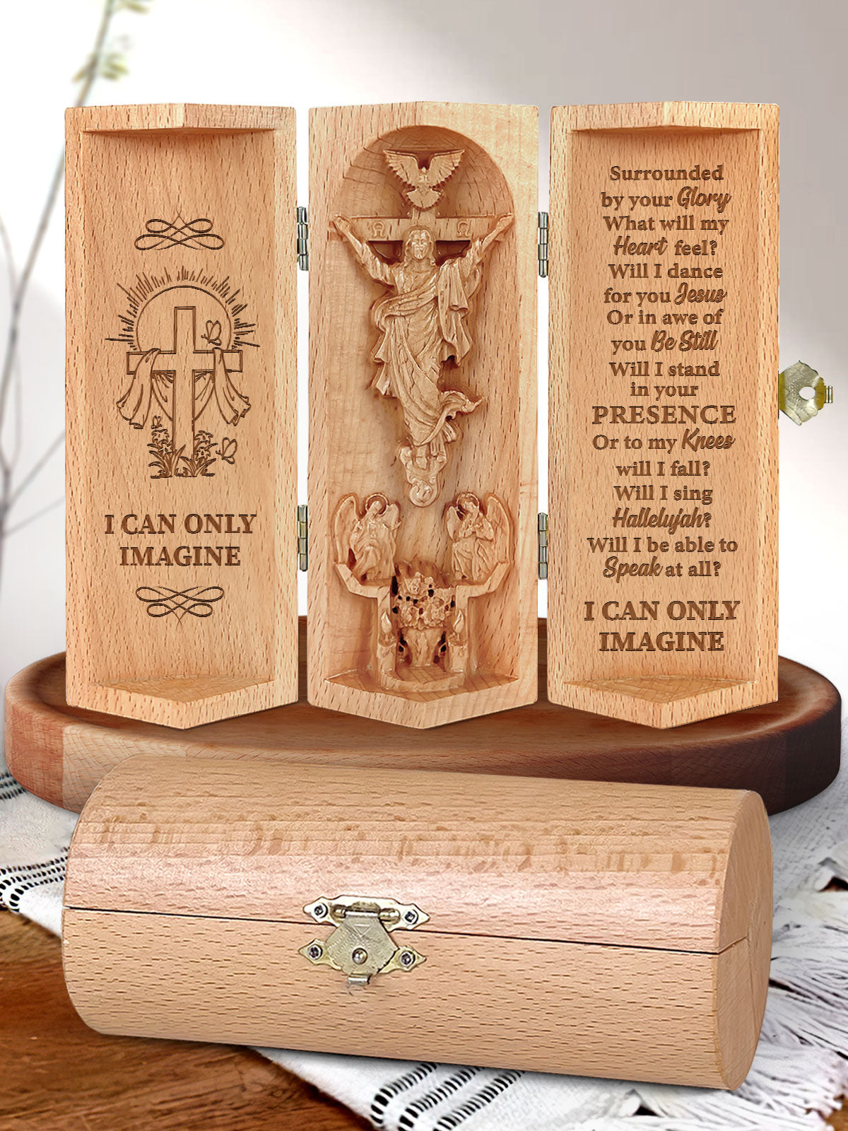 I Can Only Imagine, Jesus Openable Wooden Cylinder Sculpture of Jesus Christ, Christian Gifts