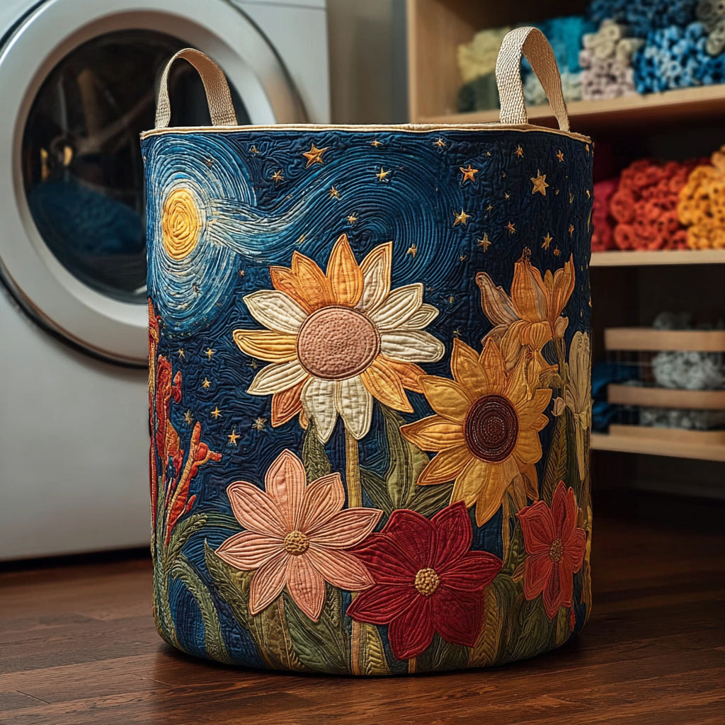 Midnight Sunflowers Laundry Basket Laundry Gifts, Housewarming Gift Ideas, Mother's Day Gifts