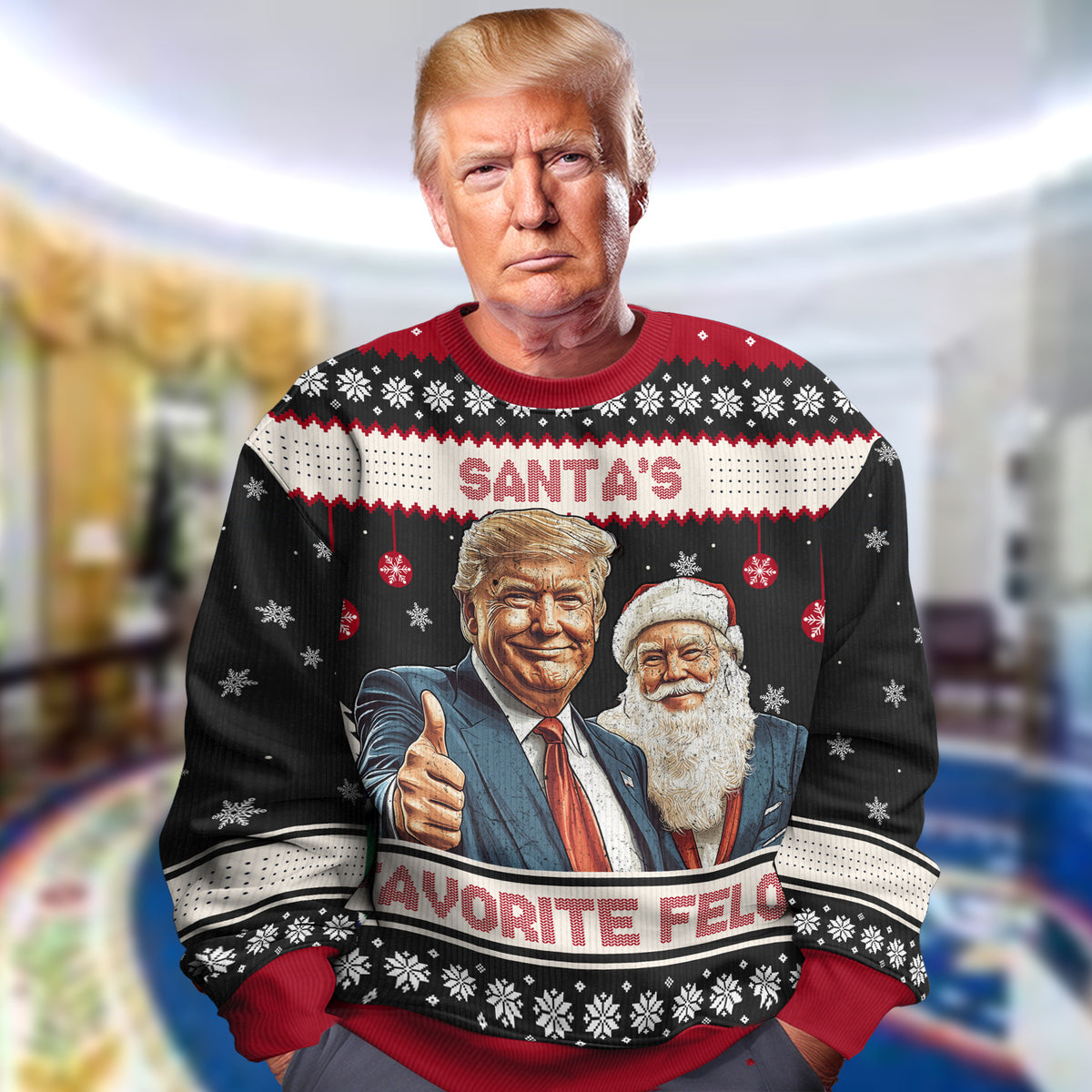 Santa's Favorite Felon Trump2024 Christmas Ugly Sweaters, Funny Political Shirt