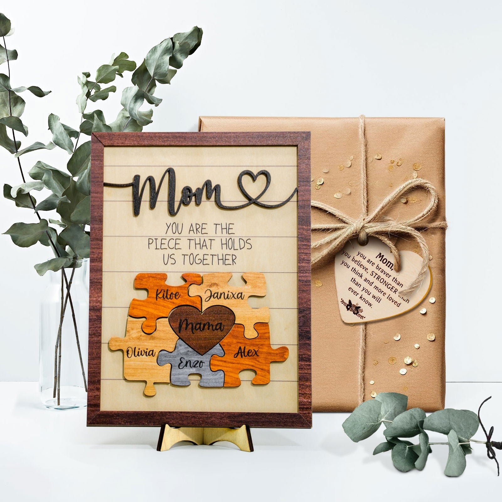 You Are The Piece That Holds Us Together Custom Mom Puzzle Sign, Mothers Day Gifts