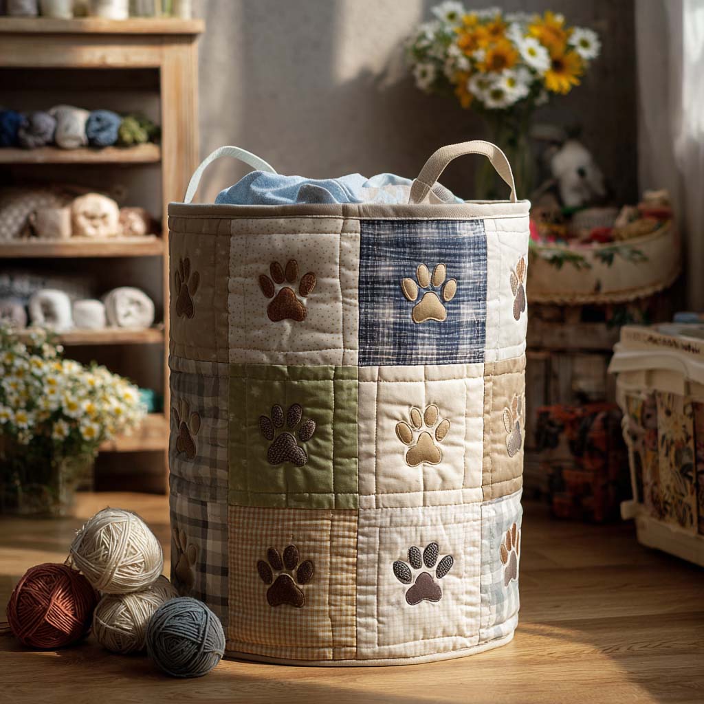 Soft Pastel Paw Laundry Basket Laundry Gifts, Housewarming Gift Ideas, Mother's Day Gifts