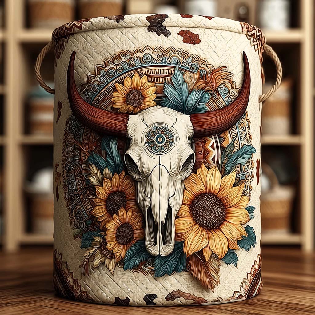 Sunflower Tribal Laundry Basket Laundry Gifts, Housewarming Gift Ideas, Mother's Day Gifts