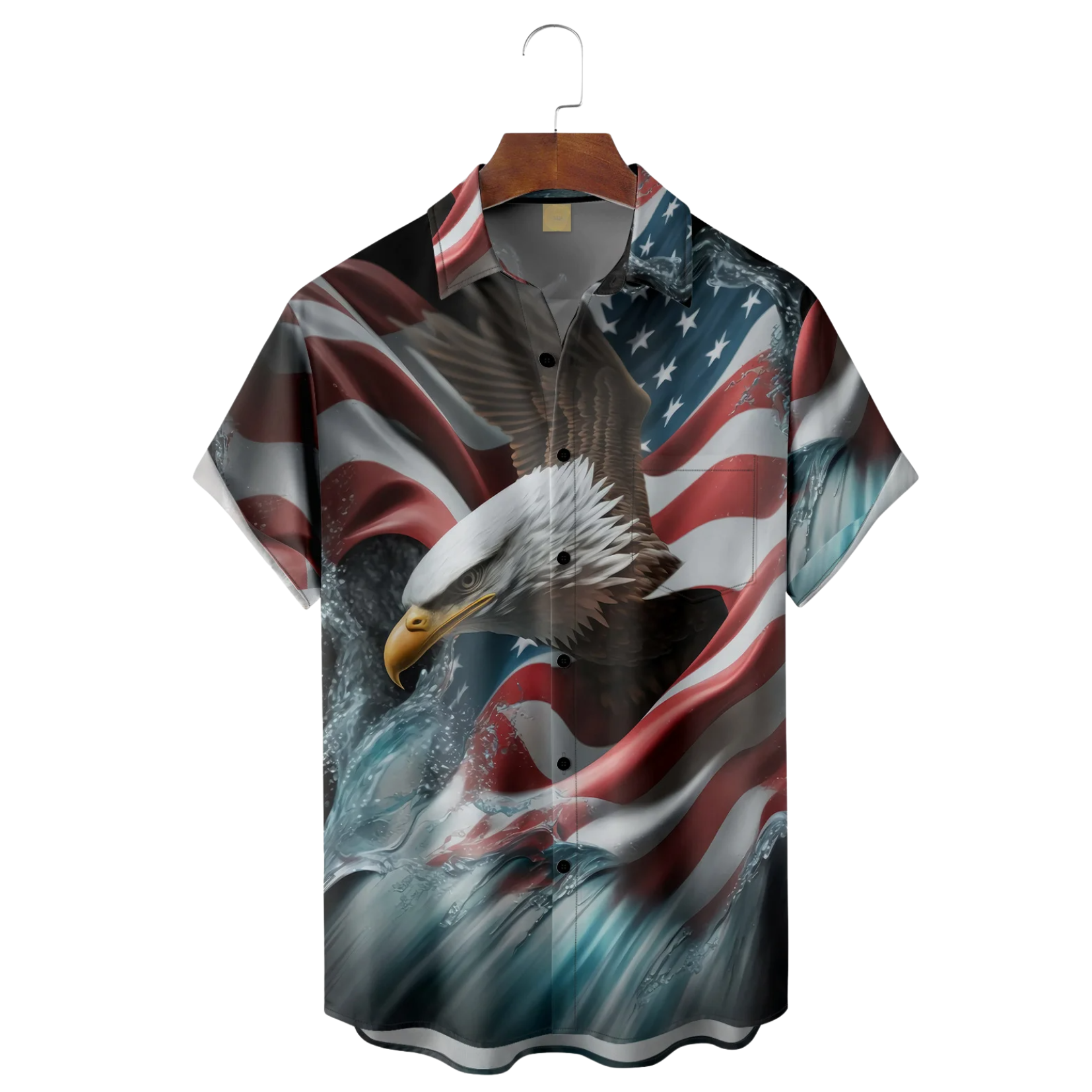 American Eagle USA Patriotic Hawaiian Golf Shirt, 250th Anniversary Tropical Vibe Men's Golf Shirt