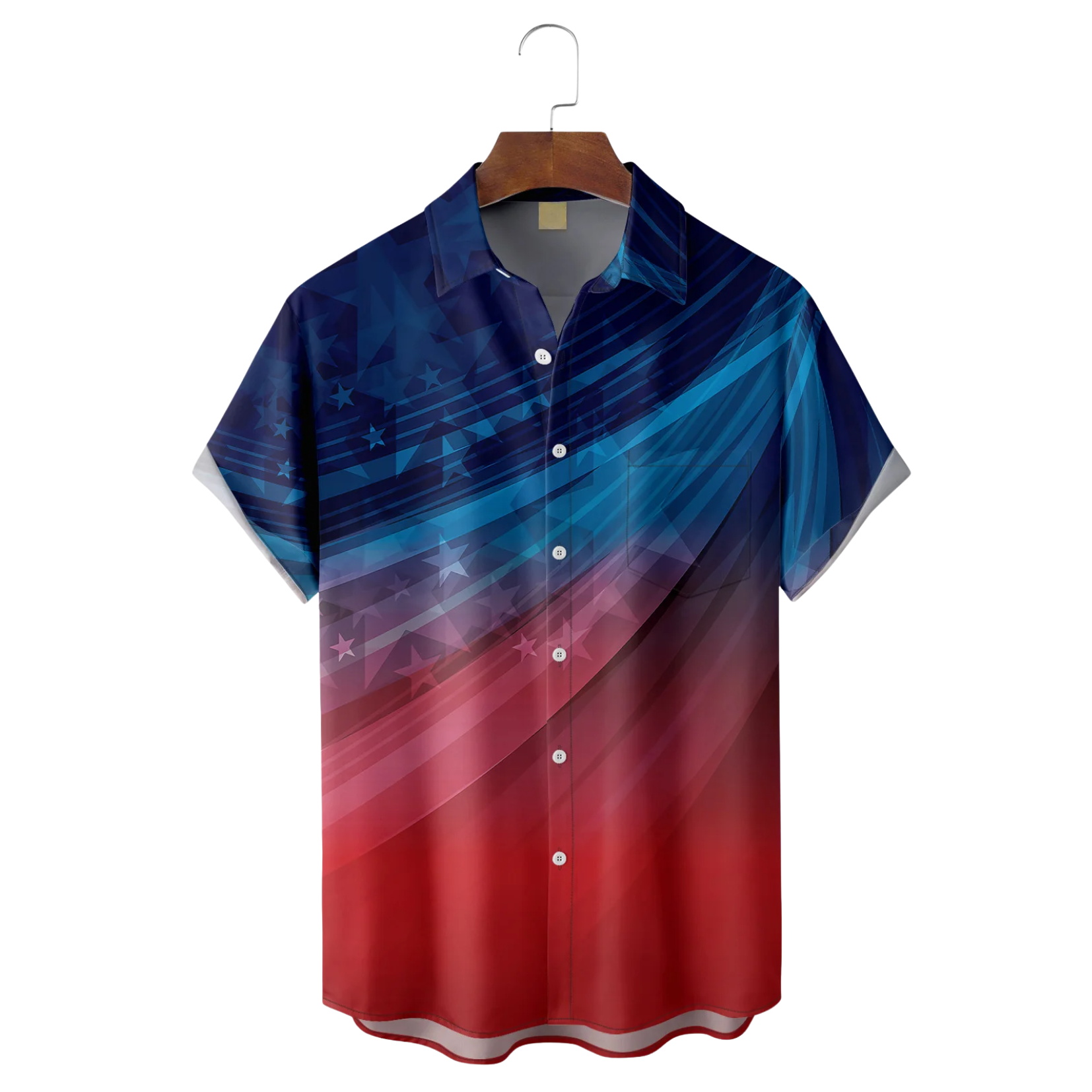Independence Day Flag Red And Blue Hawaiian Golf Shirt, 250th Anniversary Tropical Vibe Men's Golf Shirt