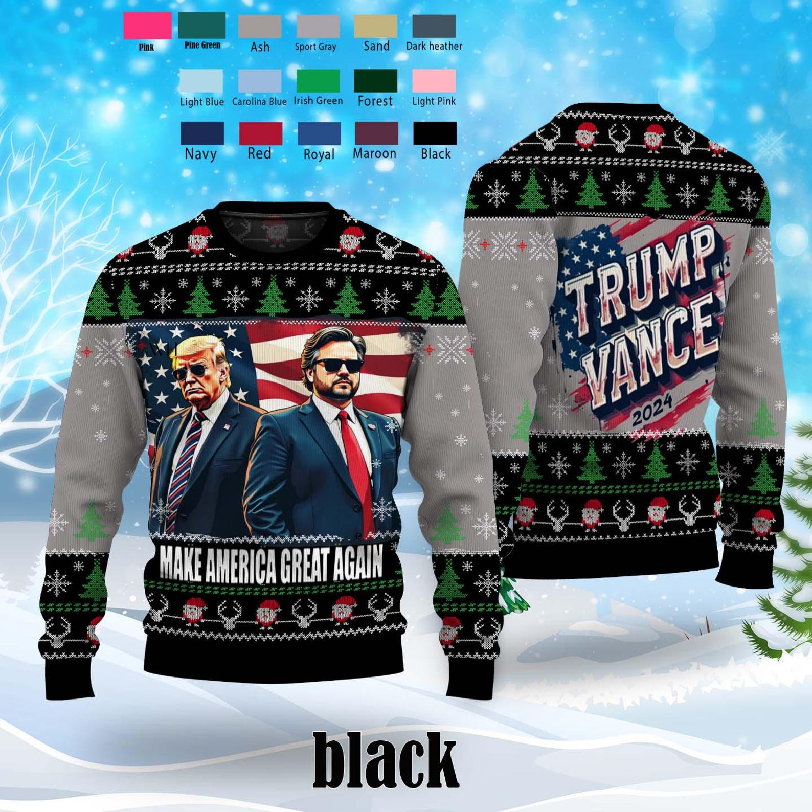 TrumpVance MakeAmericaGreatAgain Funny Christmas Ugly Sweater, Funny Political Shirts, Christmas Gifts