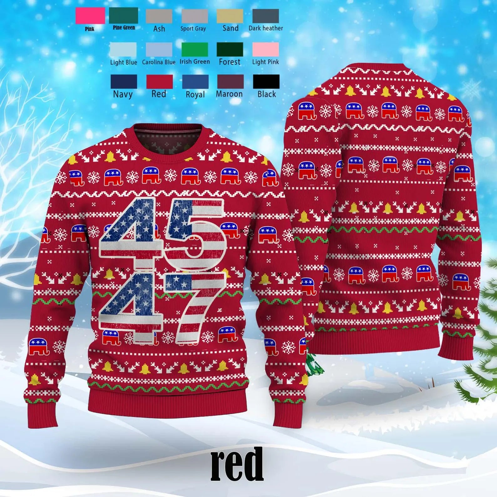 45 47 Ugly Christmas Sweater, Trump2024 Take America Back,  Patriotic Gift