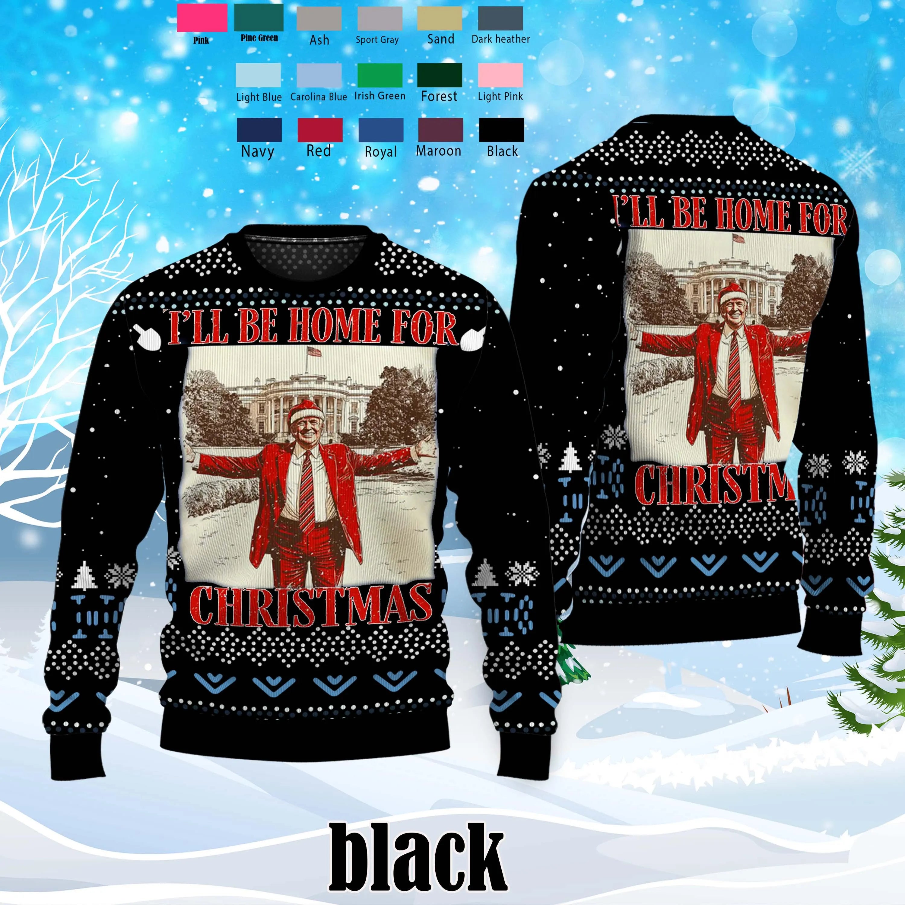 I'll Be Home for Christmas Ugly Sweater, Trump2024  Xmas Sweater, Vintage Christmas