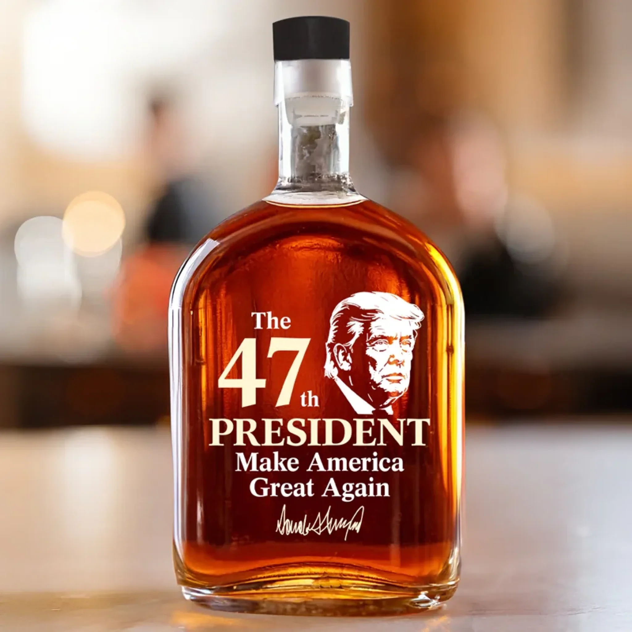 Keep America Moving Forward US Patriotic Pride Whiskey Bottle American Glassware Wine Glasses