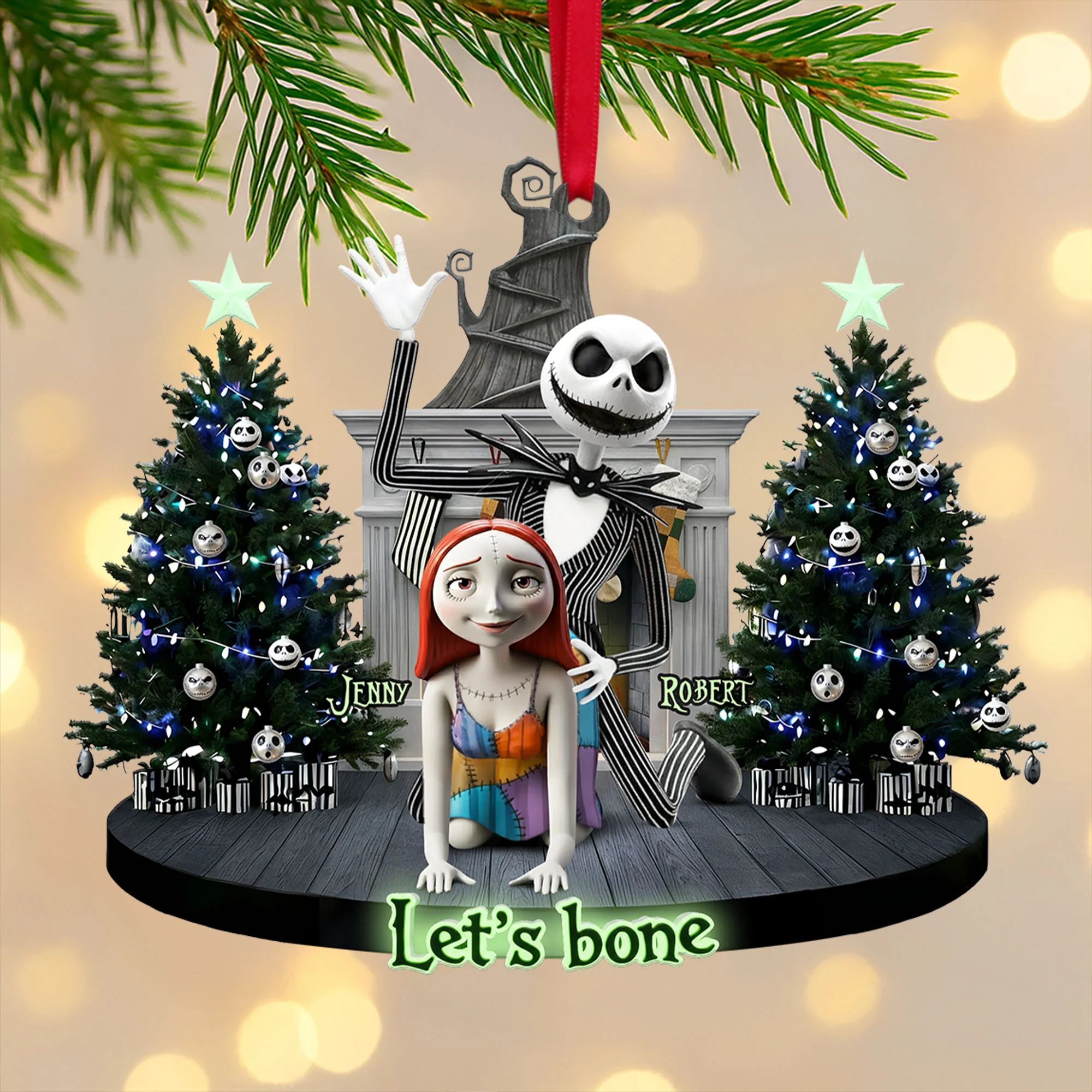 Mischievous Spooky Couple Acrylic Ornament, Christmas Gift For Couple, Funny Christmas Ornament