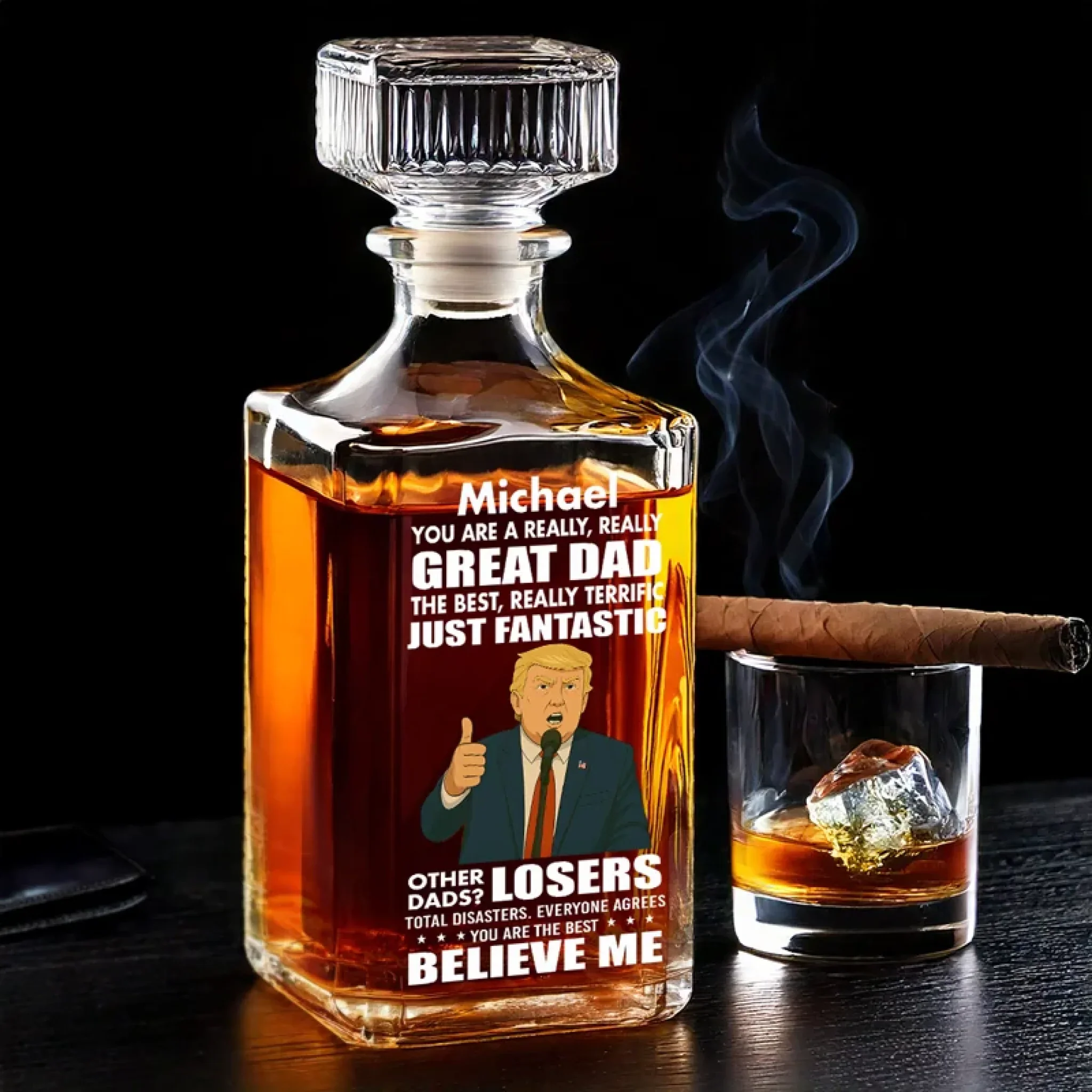 Father Of The Year? That’s You Whiskey Decanter Set American Glassware Wine Glasses Set