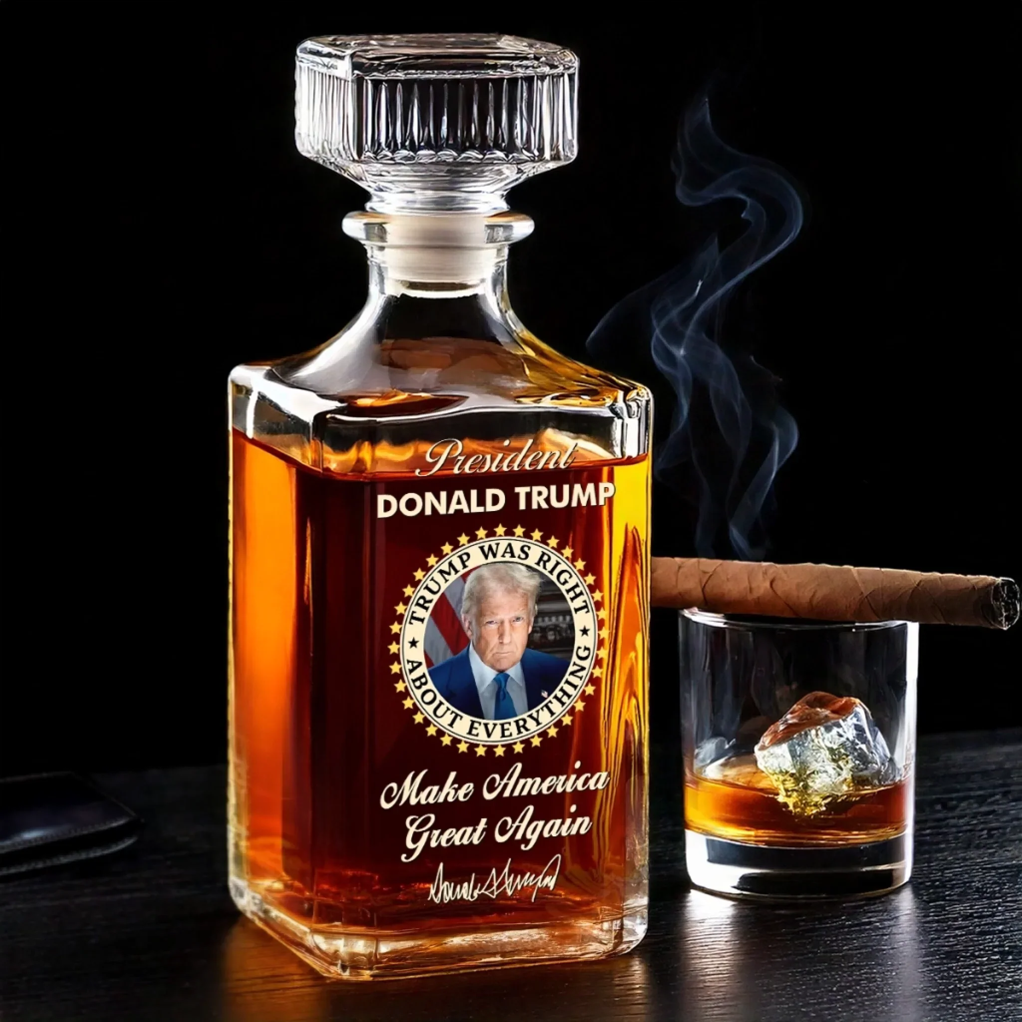 MAGA Republican State Glass Whiskey Decanter Set American Glassware Wine Glasses Set