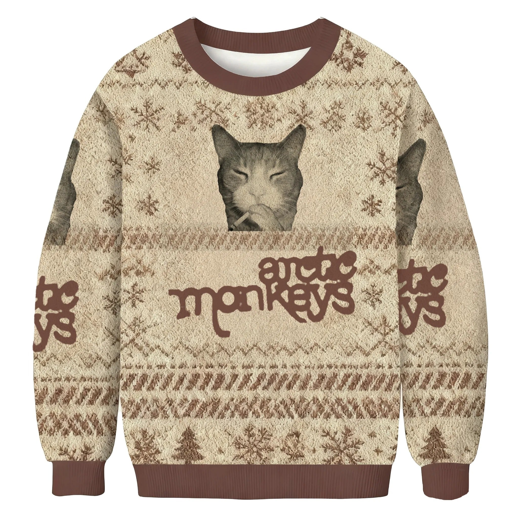 Arctic Monkeys Smoking Cat Funny Ugly Sweater, Ugly Xmas Sweater, Christmas Ugly Sweatshirt